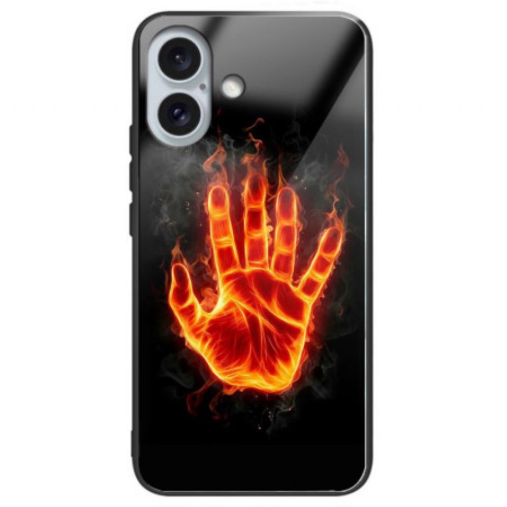 Case Hoesje iPhone 16 Plus Telefoonhoesje Vuurpalm Gehard Glas