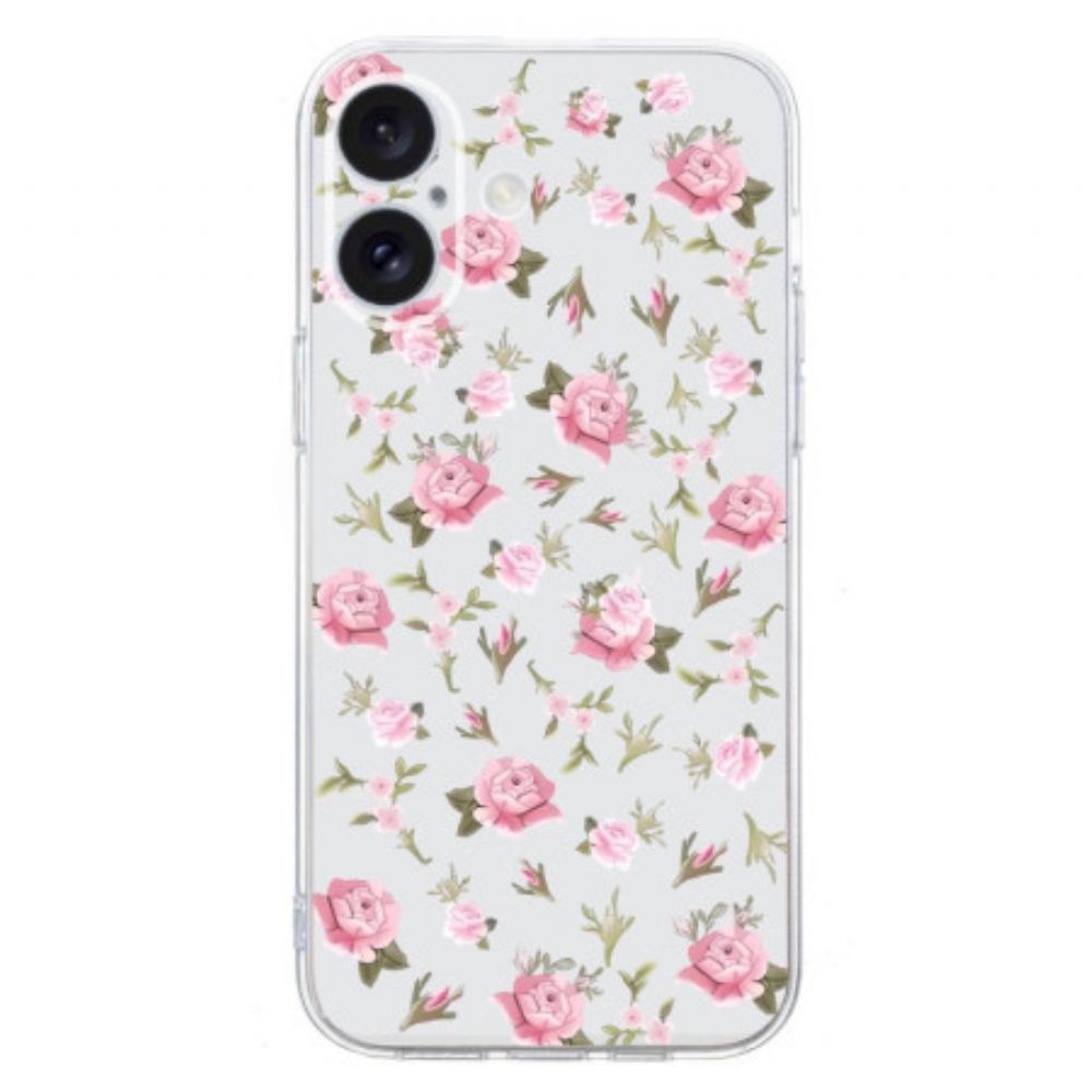 Cover Hoesje iPhone 16 Plus Telefoonhoesje Kleine Roze Bloemen