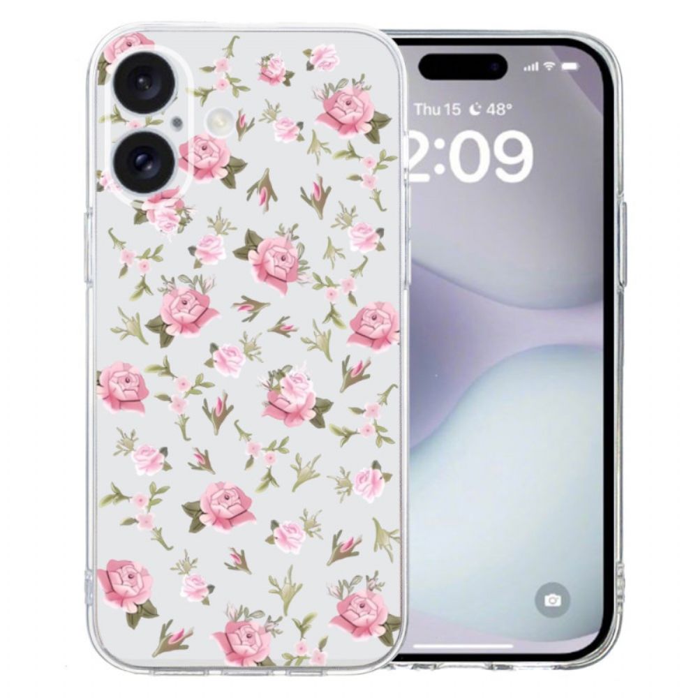 Cover Hoesje iPhone 16 Plus Telefoonhoesje Kleine Roze Bloemen