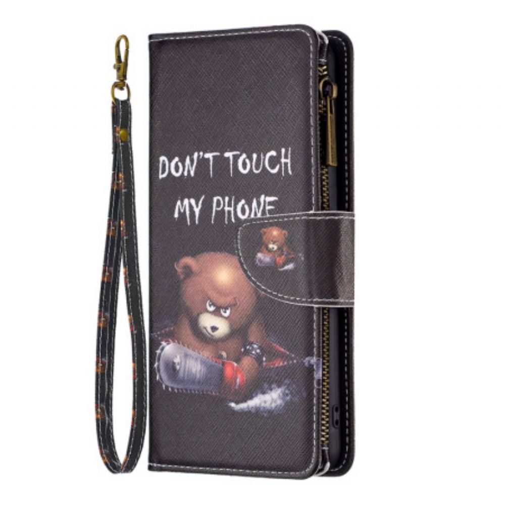 Flip Case Leren iPhone 16 Plus Dangerous Bear Portemonnee Met Riempje