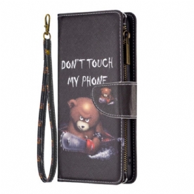 Flip Case Leren iPhone 16 Plus Dangerous Bear Portemonnee Met Riempje