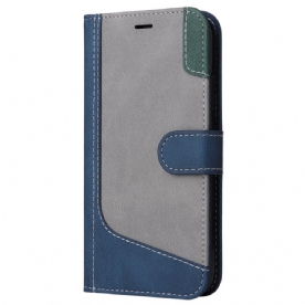 Flip Case Leren iPhone 16 Plus Driekleur Met Riem