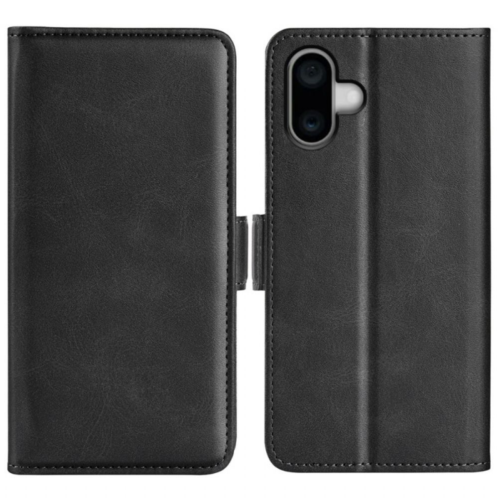 Flip Case Leren iPhone 16 Plus Dubbele Sluiting