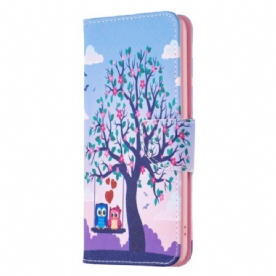 Flip Case Leren iPhone 16 Plus Twee Uilen