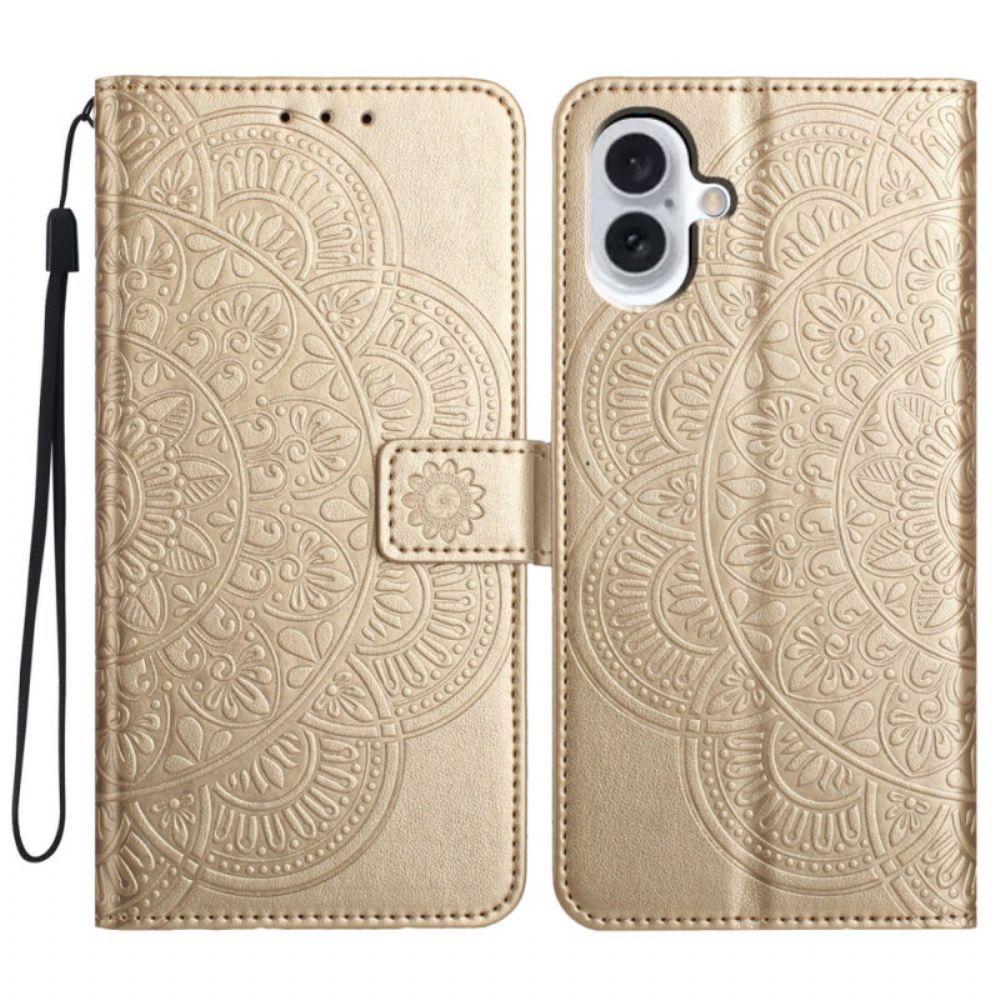 Folio-hoesje iPhone 16 Plus Mandala-riempatroon