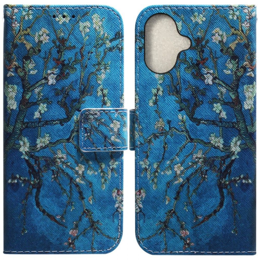 Folio-hoesje iPhone 16 Plus Telefoonhoesje Abrikozenbloemen