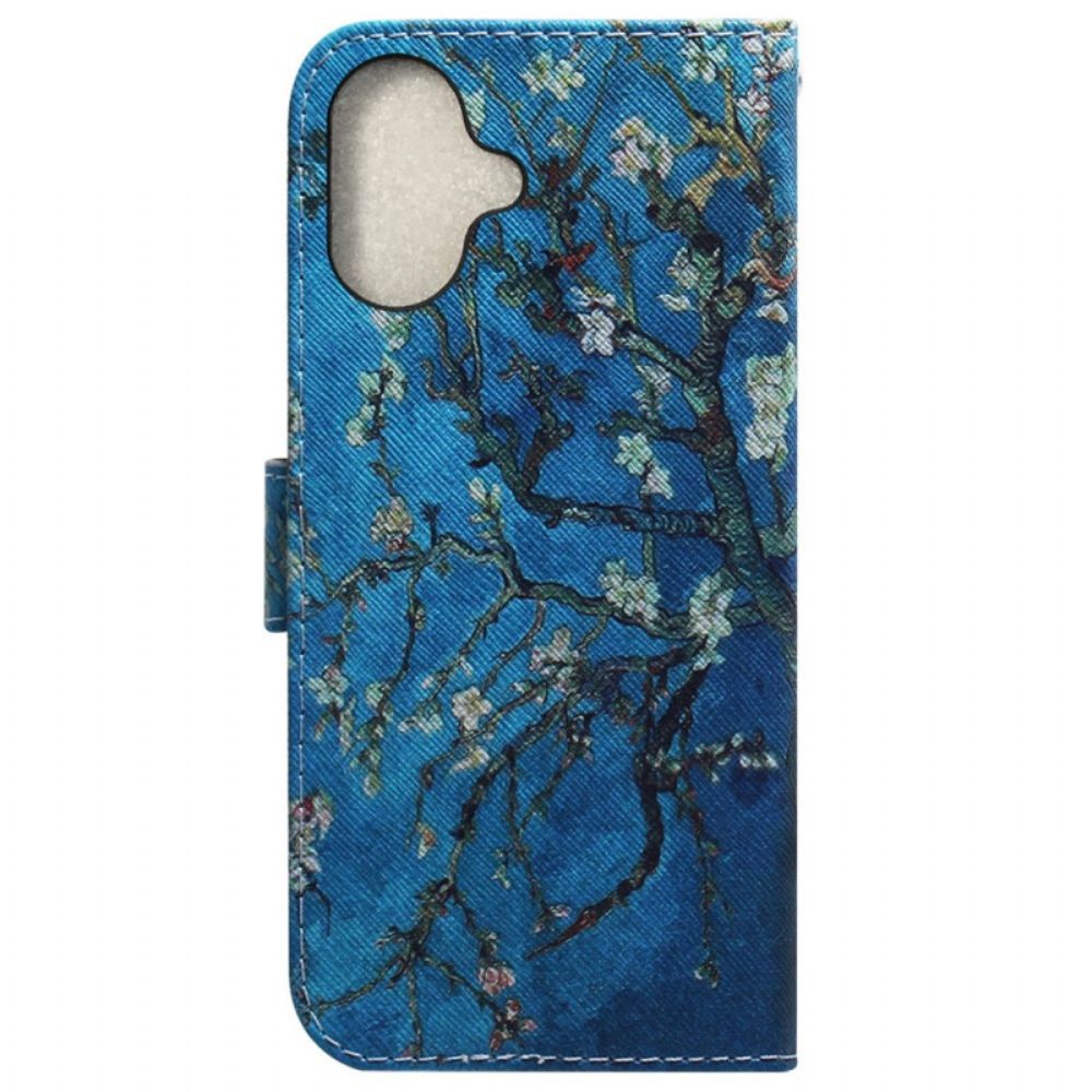 Folio-hoesje iPhone 16 Plus Telefoonhoesje Abrikozenbloemen