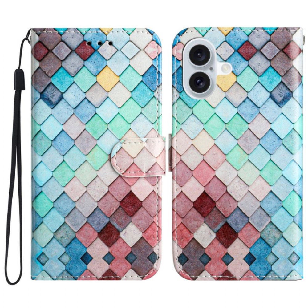 Folio-hoesje iPhone 16 Plus Telefoonhoesje Bandroosters