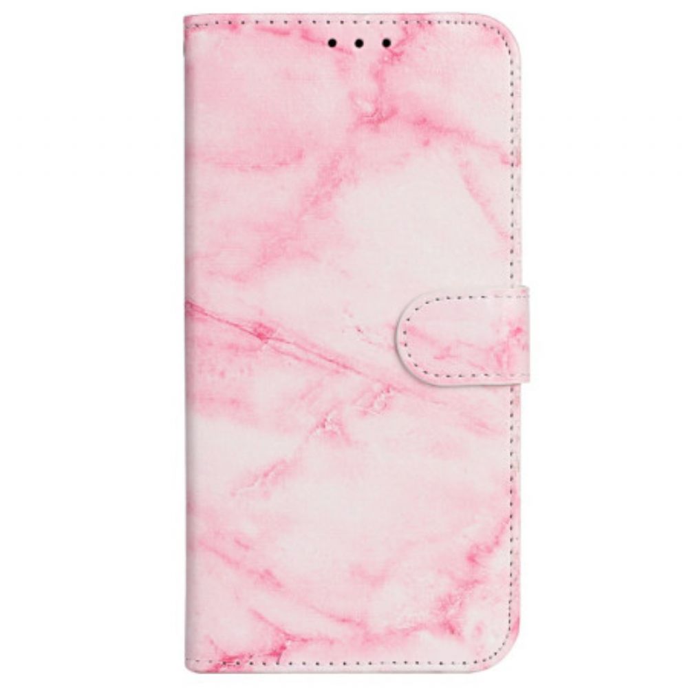 Folio-hoesje iPhone 16 Plus Telefoonhoesje Roze Marmerpatroon