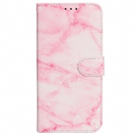 Folio-hoesje iPhone 16 Plus Telefoonhoesje Roze Marmerpatroon