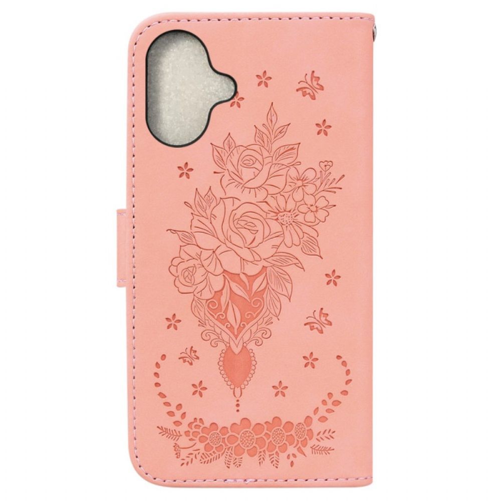 Folio-hoesje iPhone 16 Plus Telefoonhoesje Rozen