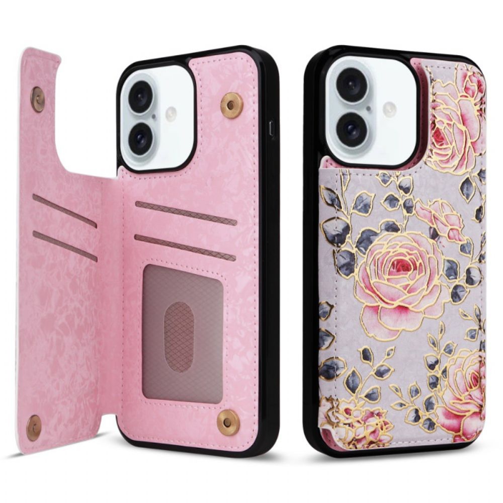 Hoesje iPhone 16 Plus Bloemen Rfid-bescherming Bescherming Hoesje