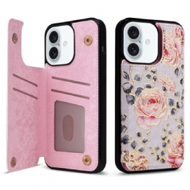 Hoesje iPhone 16 Plus Bloemen Rfid-bescherming Bescherming Hoesje