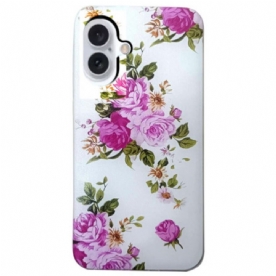 Hoesje iPhone 16 Plus Roze Bloemen Bescherming Hoesje