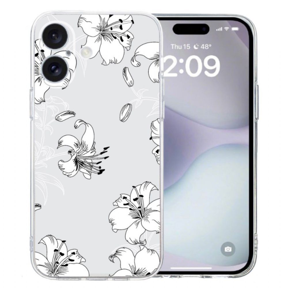 Hoesje iPhone 16 Plus Witte Bloemen