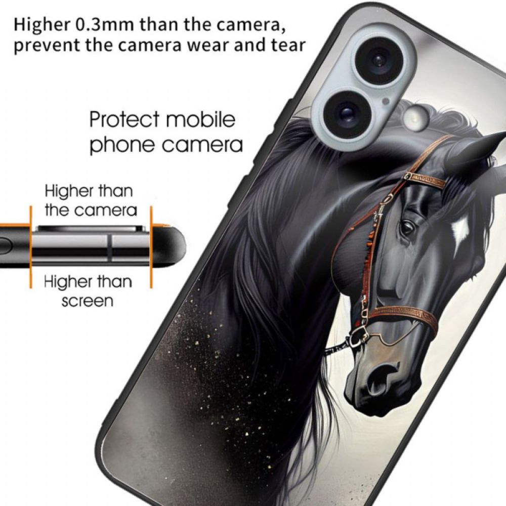 Hoesje Voor iPhone 16 Plus Paard Van Gehard Glas