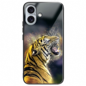 Hoesje Voor iPhone 16 Plus Roaring Tiger Gehard Glas