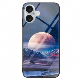 Hoesje Voor iPhone 16 Plus Wit Planeet Gehard Glas