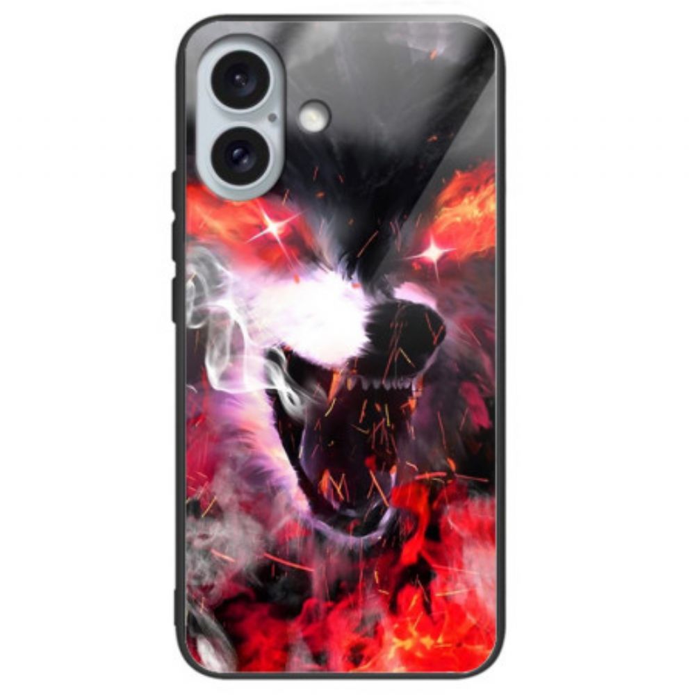 Hoesje Voor iPhone 16 Plus Woeste Wolf Gehard Glas