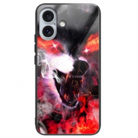 Hoesje Voor iPhone 16 Plus Woeste Wolf Gehard Glas