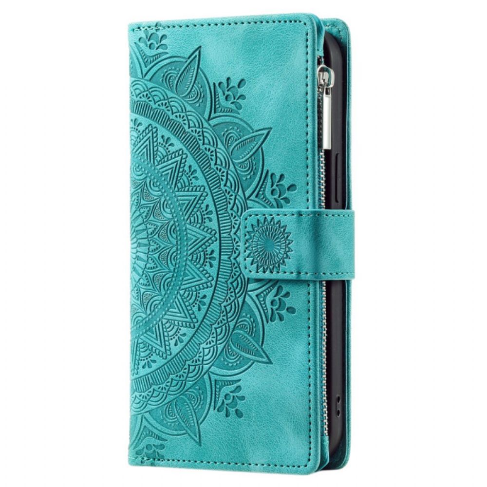 Leren Hoesje iPhone 16 Plus Mandala-portemonnee