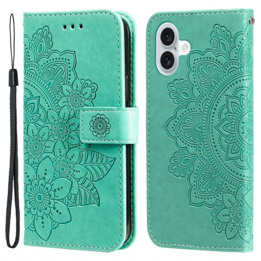 Leren Hoesje iPhone 16 Plus Mandala-print Bescherming Hoesje