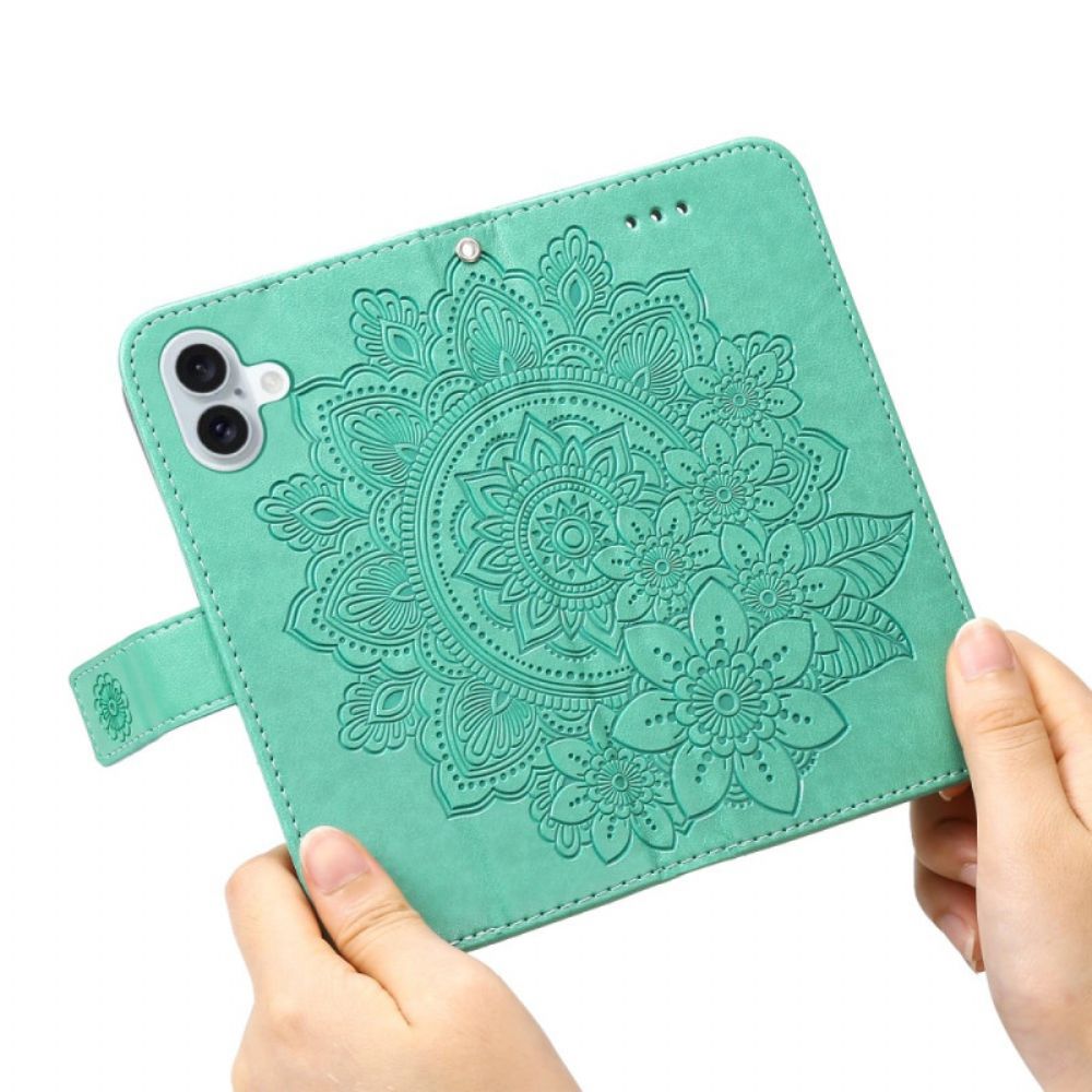 Leren Hoesje iPhone 16 Plus Mandala-print Bescherming Hoesje