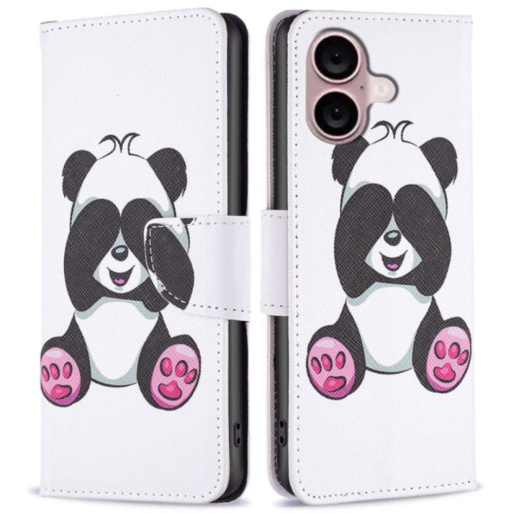 Leren Hoesje iPhone 16 Plus Panda Bescherming Hoesje