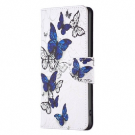 Leren Hoesje iPhone 16 Plus Portemonnee Met Vlinderprint