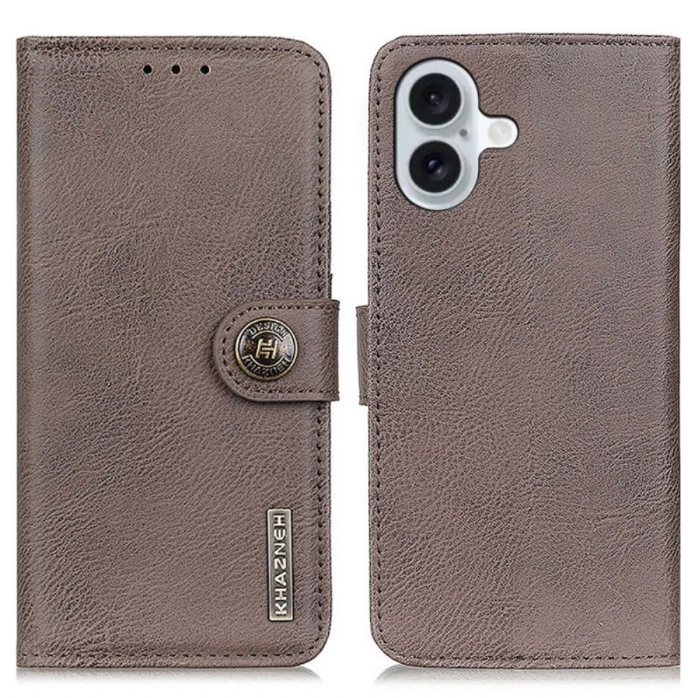 Leren Hoesje iPhone 16 Plus Vintage Khazneh Bescherming Hoesje