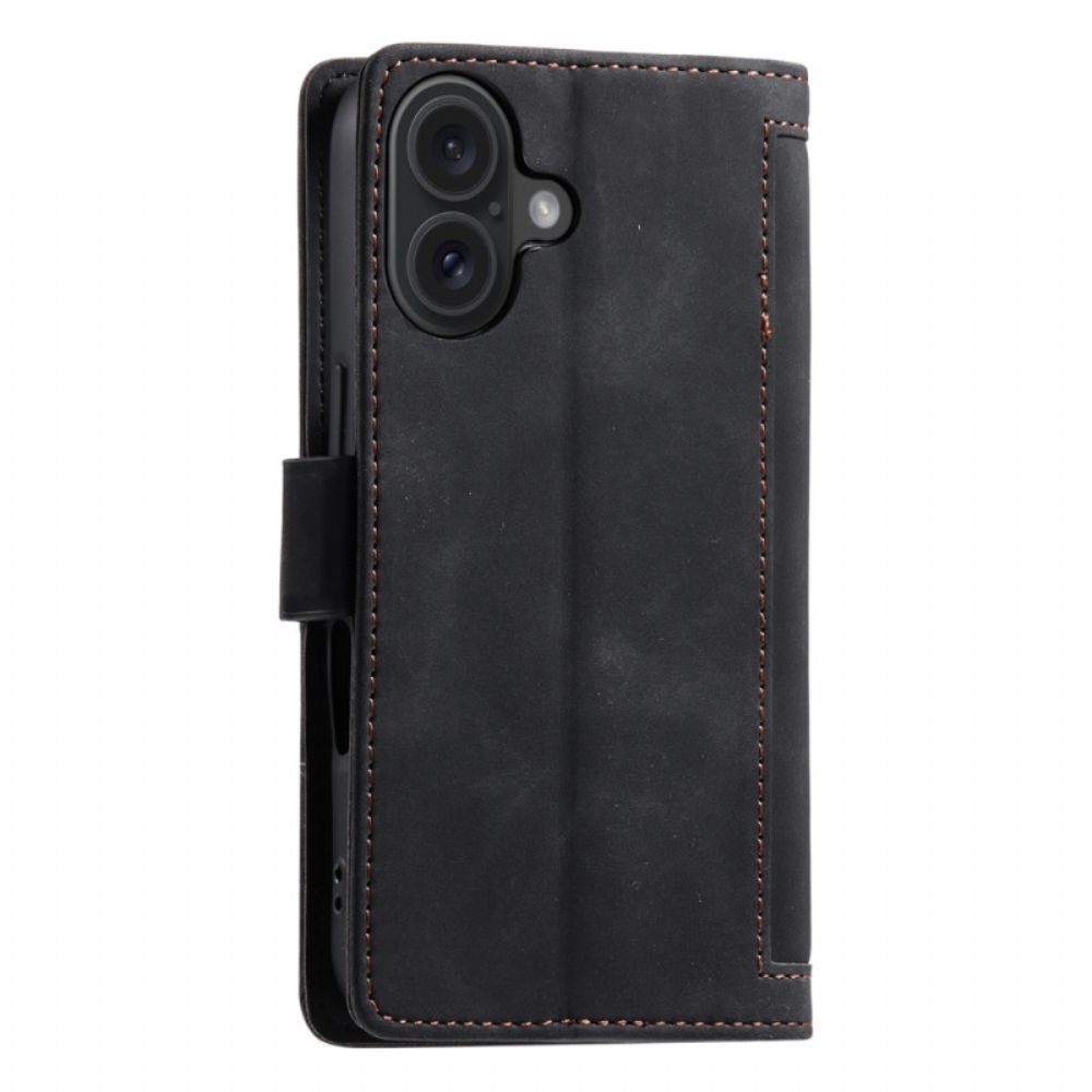 Leren Hoesje iPhone 16 Plus Vintage-stijlbescherming Bescherming Hoesje