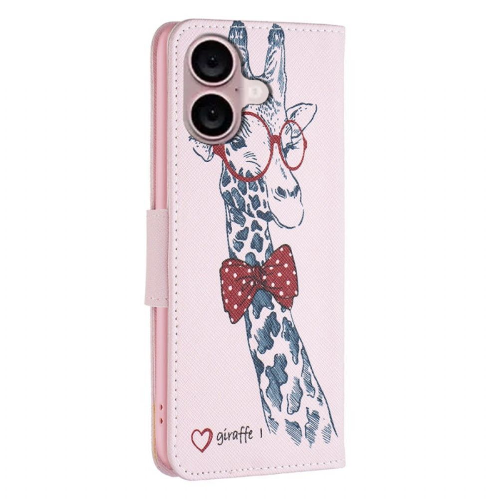 Leren Hoesje Voor iPhone 16 Plus Intello-giraffe