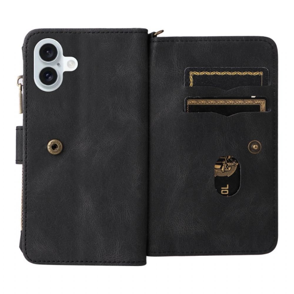 Leren Hoesje Voor iPhone 16 Plus Multifunctioneel