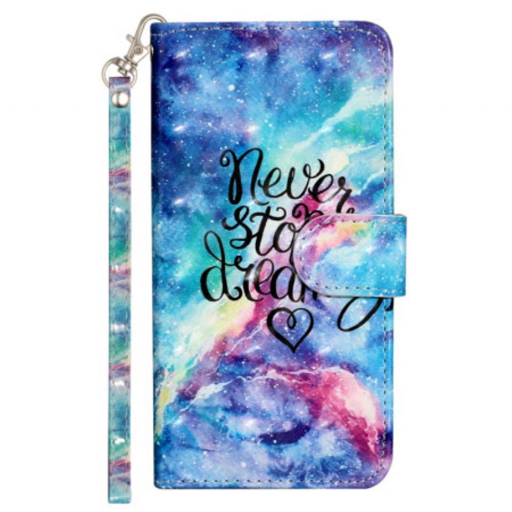 Leren Hoesje Voor iPhone 16 Plus Never Stop-riem