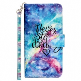 Leren Hoesje Voor iPhone 16 Plus Never Stop-riem