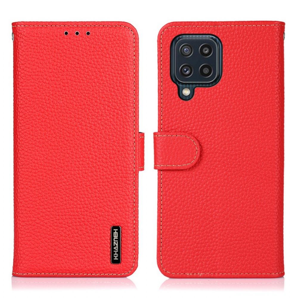 Flip Case voor Samsung Galaxy M32 Echt Litchi Leer Khazneh Rfid