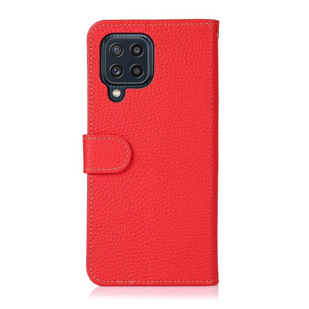 Flip Case voor Samsung Galaxy M32 Echt Litchi Leer Khazneh Rfid