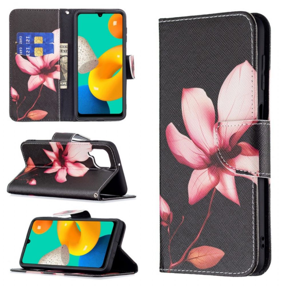 Flip Case voor Samsung Galaxy M32 Roze Bloem