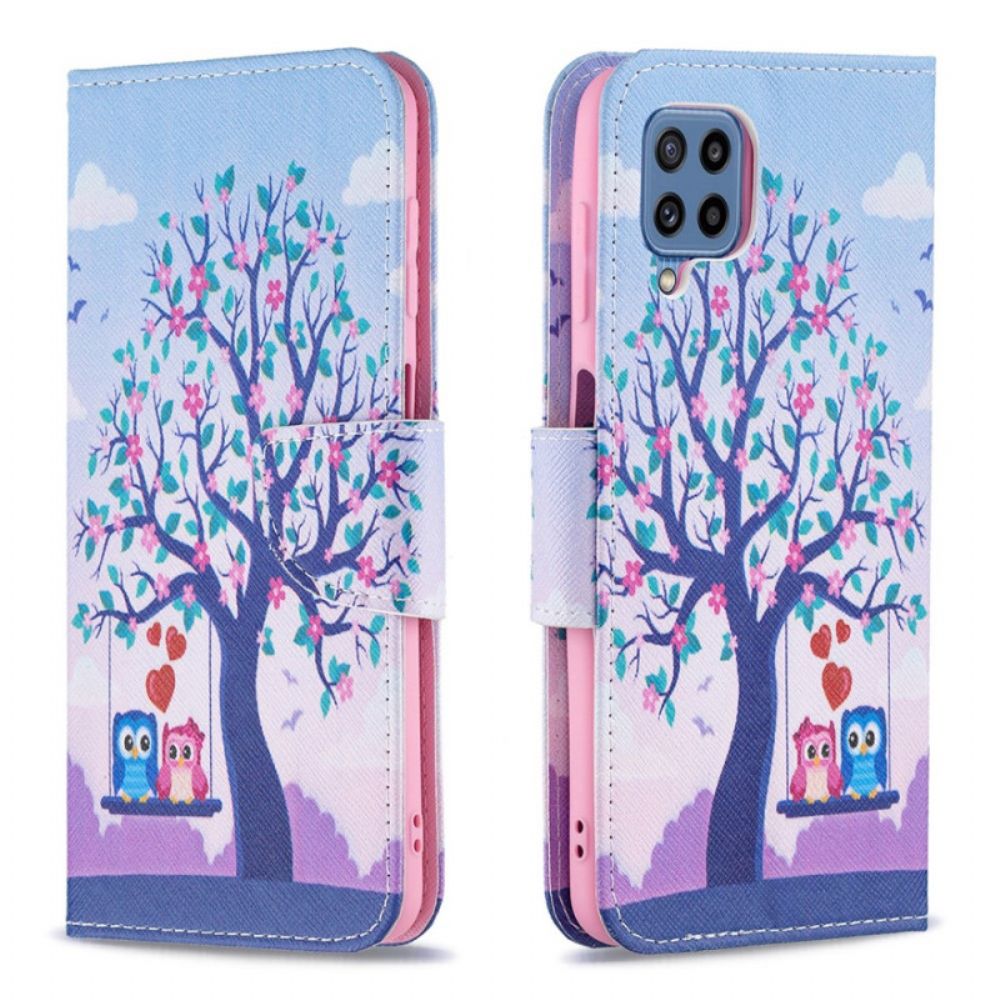 Flip Case voor Samsung Galaxy M32 Uilen Op De Schommel