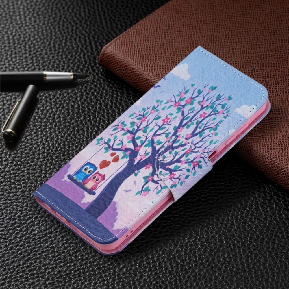 Flip Case voor Samsung Galaxy M32 Uilen Op De Schommel