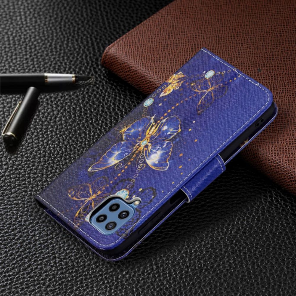 Folio-hoesje voor Samsung Galaxy M32 Gouden Vlinders