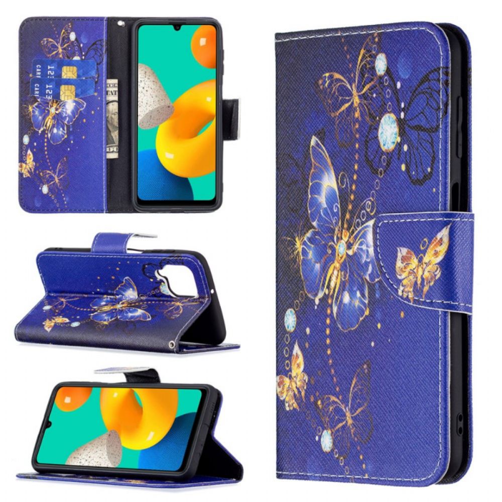 Folio-hoesje voor Samsung Galaxy M32 Gouden Vlinders