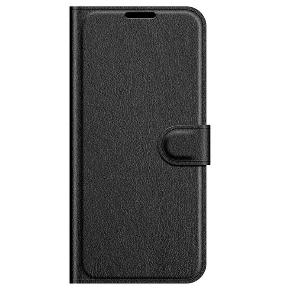 Folio-hoesje voor Samsung Galaxy M32 Klassiek Lychee-leereffect