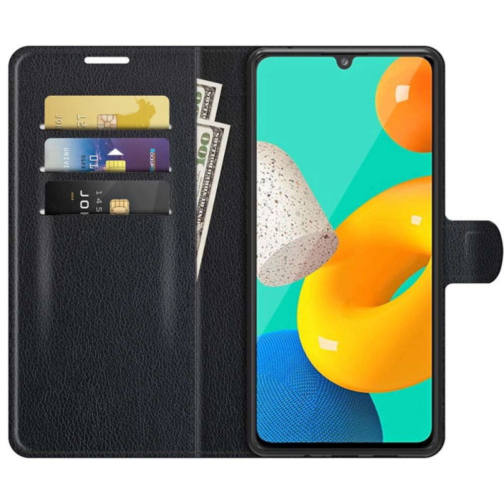 Folio-hoesje voor Samsung Galaxy M32 Klassiek Lychee-leereffect