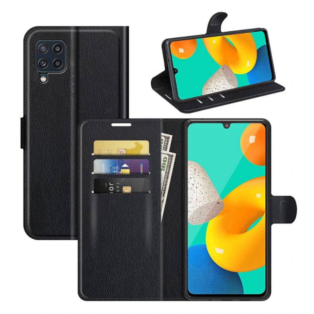 Folio-hoesje voor Samsung Galaxy M32 Klassiek Lychee-leereffect