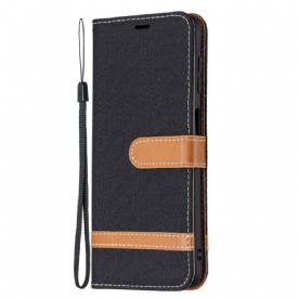 Folio-hoesje voor Samsung Galaxy M32 Met Ketting Stof En Lederlook Band