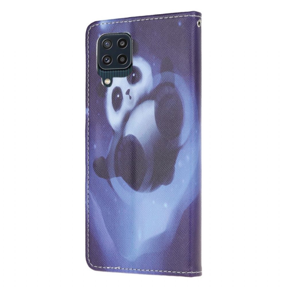 Folio-hoesje voor Samsung Galaxy M32 Met Ketting Thong Space Panda