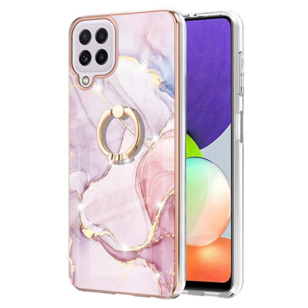 Hoesje voor Samsung Galaxy M32 Marmer Met Ring-ondersteuning