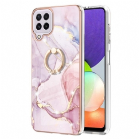 Hoesje voor Samsung Galaxy M32 Marmer Met Ring-ondersteuning