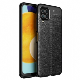 Telefoonhoesje voor Samsung Galaxy M32 Dubbele Lijn Litchi Leder Effect